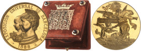 ESPAGNE - SPAIN
Alphonse XIII (1886-1931). Médaille d’Or, inauguration de l’Exposition Universelle de Barcelone, le 20 mai 1888, par E. Arnau et R. Ge...