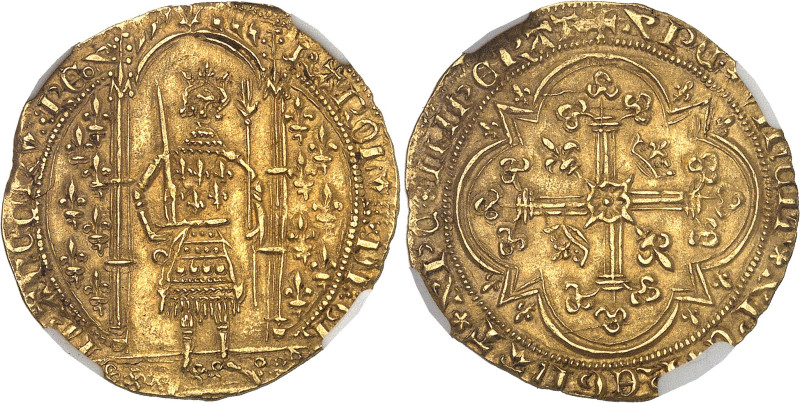 FRANCE / CAPÉTIENS - FRANCE / ROYAL
Charles V (1364-1380). Franc à pied ND (1365...