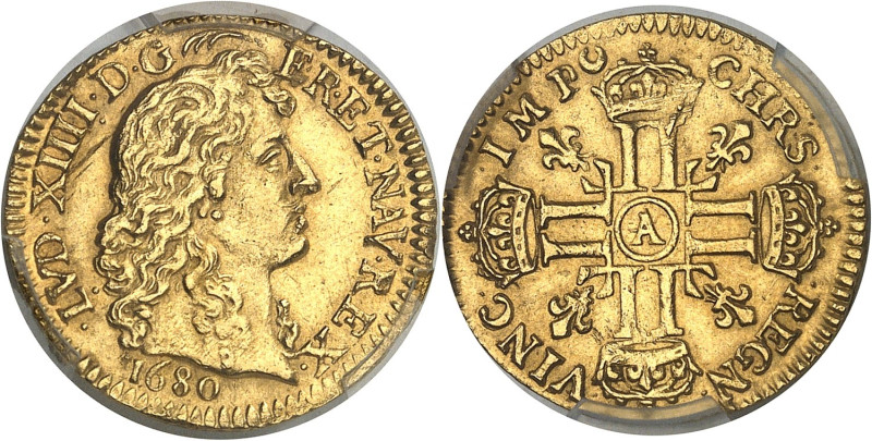 FRANCE / CAPÉTIENS - FRANCE / ROYAL
Louis XIV (1643-1715). Demi-louis d’or à la ...