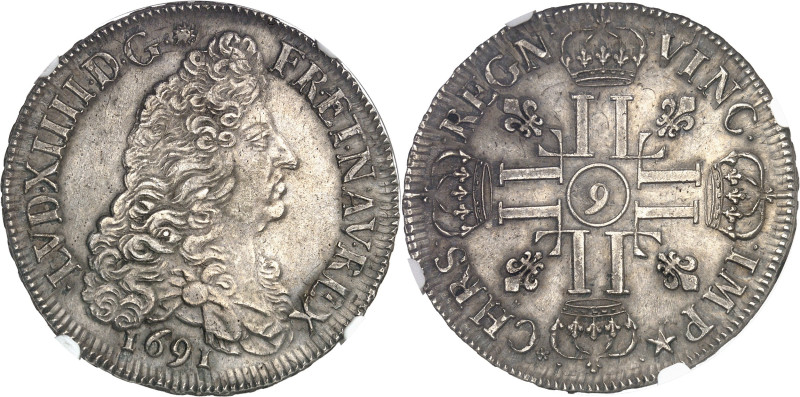 FRANCE / CAPÉTIENS - FRANCE / ROYAL
Louis XIV (1643-1715). Écu aux huit L, 1er t...