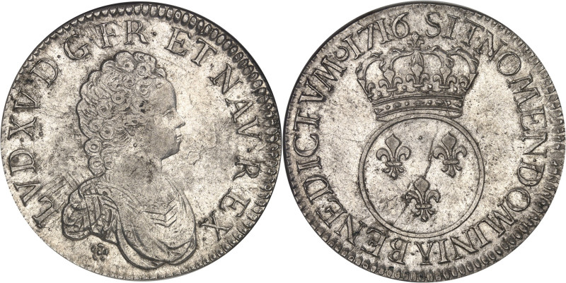 FRANCE / CAPÉTIENS - FRANCE / ROYAL
Louis XV (1715-1774). Écu dit Vertugadin 171...