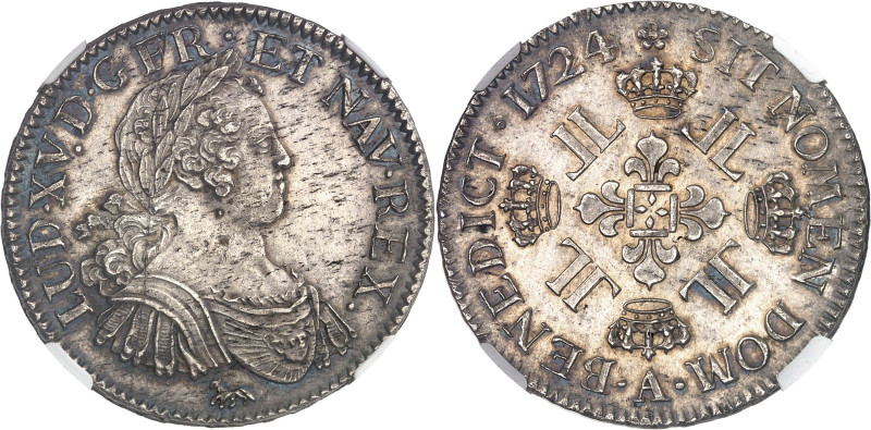 FRANCE / CAPÉTIENS - FRANCE / ROYAL
Louis XV (1715-1774). Écu aux huit L 1724, A...