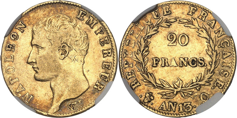 FRANCE
Premier Empire / Napoléon Ier (1804-1814). 20 francs tête nue, calendrier...