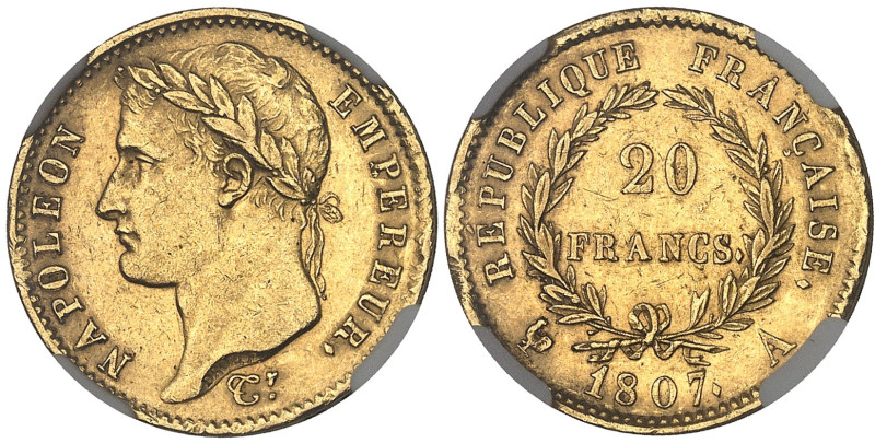 FRANCE
Premier Empire / Napoléon Ier (1804-1814). 20 francs République 1807, A, ...