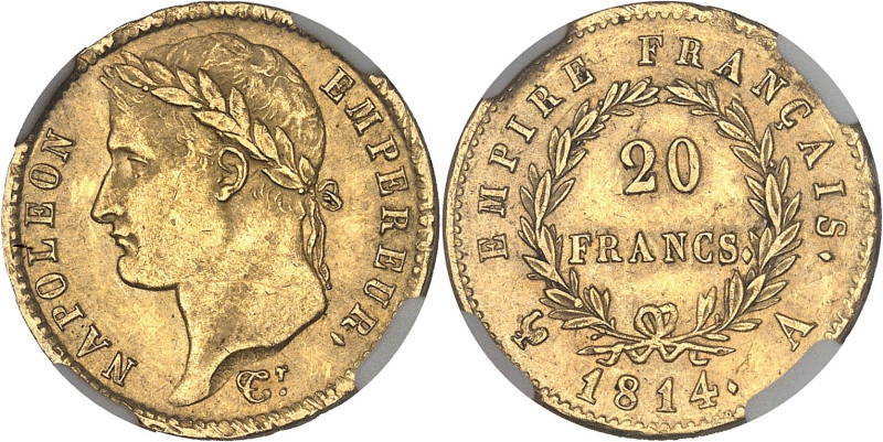 FRANCE
Premier Empire / Napoléon Ier (1804-1814). 20 francs Empire 1814, A, Pari...