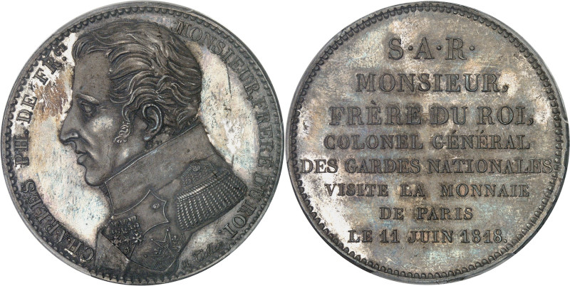 FRANCE
Louis XVIII (1814-1824). Module de 5 francs, visite de la Monnaie de Pari...