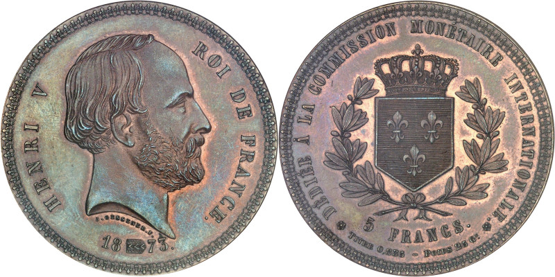 FRANCE
Henri V (1820-1883). 5 francs, frappe spéciale dédiée à la Commission mon...