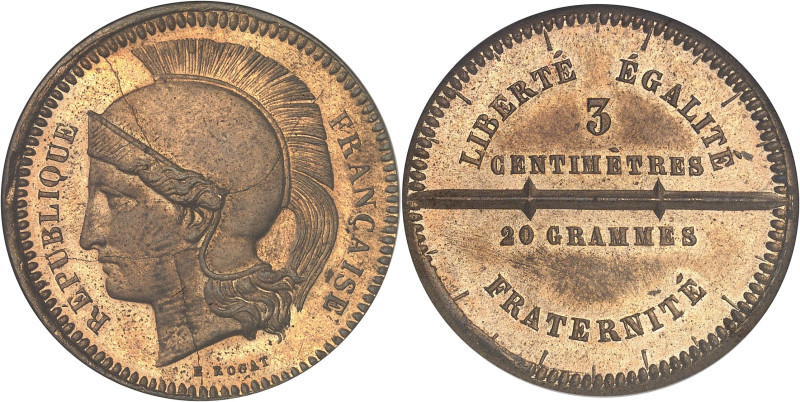 FRANCE
IIe République (1848-1852). Essai-piéfort au module de 10 centimes par Ro...