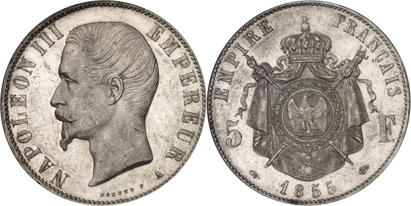 FRANCE
Second Empire / Napoléon III (1852-1870). 5 francs tête nue 1855, A, Pari...