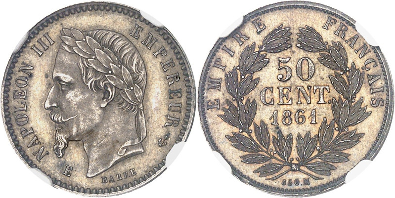 FRANCE
Second Empire / Napoléon III (1852-1870). Essai de 50 centimes tête lauré...