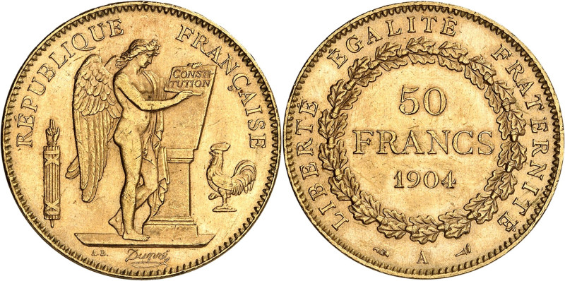 FRANCE
IIIe République (1870-1940). 50 francs Génie 1904, A, Paris.
Av. RÉPUBLIQ...