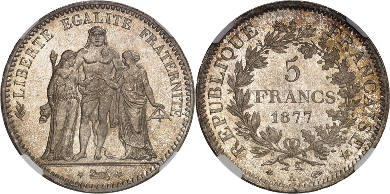 FRANCE
IIIe République (1870-1940). 5 francs Hercule 1877, A, Paris.
Av. LIBERTÉ...