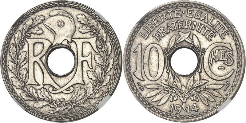 FRANCE
IIIe République (1870-1940). 10 centimes Lindauer, Cmes souligné 1914, Pa...