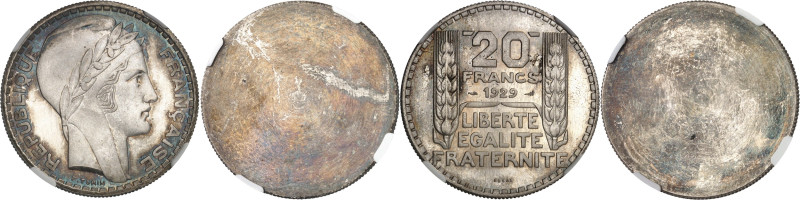 FRANCE
IIIe République (1870-1940). Paire d’essais unifaces de 20 francs Turin, ...