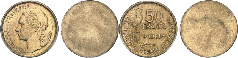 FRANCE
IVe République (1947-1958). Paire d’épreuves unifaces, avers et revers, d...