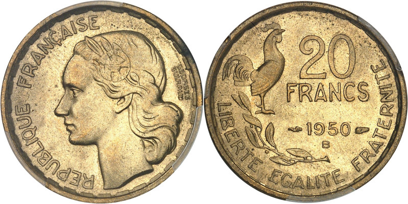 FRANCE
IVe République (1947-1958). 20 francs GEORGES GUIRAUD, coq à 4 faucilles ...