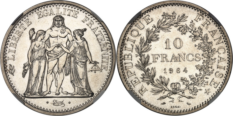 FRANCE
Ve République (1958 à nos jours). Essai de 10 francs Hercule 1964, Paris....