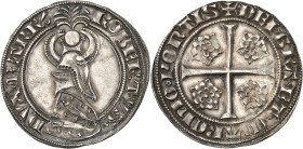 FRANCE / FÉODALES - FRANCE / FEUDAL
Bar (duché de), Robert (1352-1411). Gros dit heaume ND (1373-1374), Saint-Mihiel.
Av. + ROBERTVS* DVX* BARR’. Écu ...