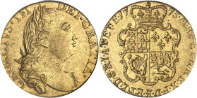 GRANDE-BRETAGNE - UNITED KINGDOM
Georges III (1760-1820). Guinée, 4e tête 1775, Londres.
Av. GEORGIVS. III - DEI. GRATIA. Buste, tête laurée, à droite...