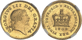 GRANDE-BRETAGNE - UNITED KINGDOM
Georges III (1760-1820). Tiers de guinée, 3e type (2e effigie) 1808, Londres.
Av. GEORGIVS III DEI GRATIA. Tête lauré...