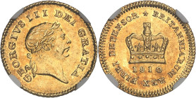 GRANDE-BRETAGNE - UNITED KINGDOM
Georges III (1760-1820). Tiers de guinée, 3e type (2e effigie) 1810, Londres.
Av. GEORGIVS III DEI GRATIA. Tête lauré...