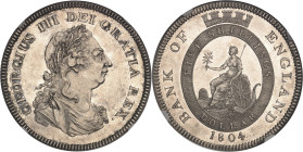 GRANDE-BRETAGNE - UNITED KINGDOM
Georges III (1760-1820). Dollar ou 5 shillings, Banque d’Angleterre, d’aspect Flan bruni (PROOFLIKE) 1804, Londres.
A...