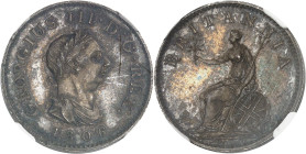 GRANDE-BRETAGNE - UNITED KINGDOM
Georges III (1760-1820). Essai en argent du farthing (1/4 de penny), tranche lisse, par Küchler, Flan bruni (PROOF) 1...