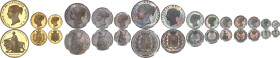 GRANDE-BRETAGNE - UNITED KINGDOM
Victoria (1837-1901). Coffret (PROOF SET) de 15 monnaies, comprenant 3 monnaies en Or [5 livres (5 pounds) “Una and t...