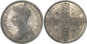 GRANDE-BRETAGNE - UNITED KINGDOM
Victoria (1837-1901). Florin (2 shillings), écriture gothique et coin #12 1871, Londres.
Av. Victoria d: g: britt: re...
