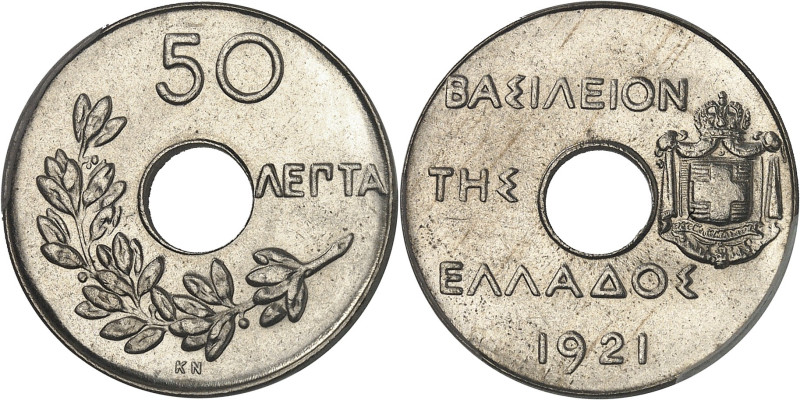 GRÈCE - GREECE
Constantin Ier (1913-1917 / 1920-1922). 50 lepta 1921, KN, Kings ...