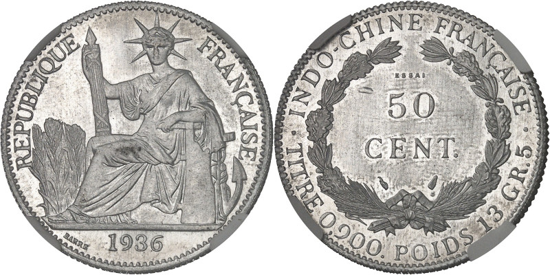INDOCHINE - INDOCHINA
IIIe République (1870-1940). Essai de 50 centimes en alumi...