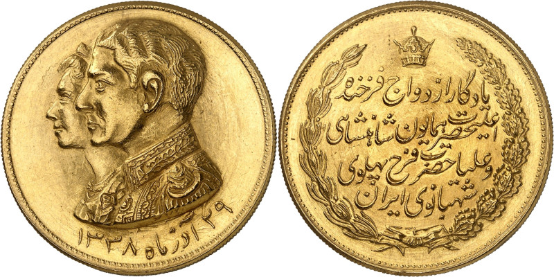 IRAN
Mohammad Reza Pahlavi (1941-1979). Médaille d’Or, mariage de Mohammed Reza ...