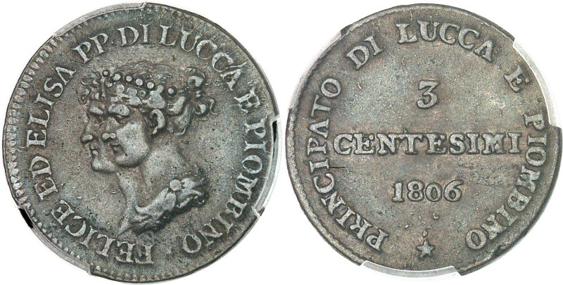 ITALIE - ITALY
Lucques, Elisa Bonaparte et Felix Baciocchi (1805-1814). 3 centes...