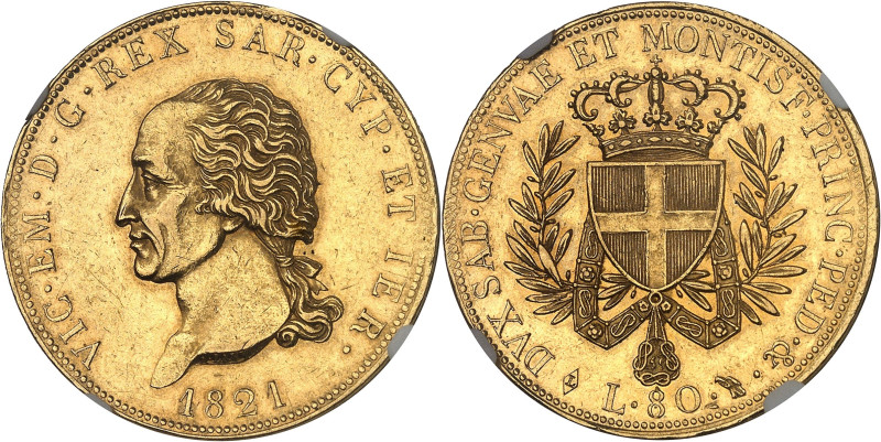 ITALIE - ITALY
Savoie-Sardaigne, Victor-Emmanuel Ier (1814-1821). 80 lire 1821, ...