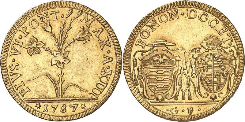 ITALIE - ITALY
Vatican, Pie VI (1775-1799). 2 doppie 1787 - An XIII GP, Bologne....