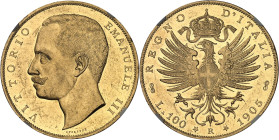 ITALIE - ITALY
Victor-Emmanuel III (1900-1946). 100 lire à l’aigle 1905, R, Rome.
Av. VITTORIO EMANUELE III. Tête nue à gauche ; au-dessous signature ...