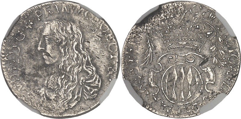 MONACO
Louis Ier (1662-1701). Pièce de 5 sols ou 1/12e d’écu pour le Levant (var...