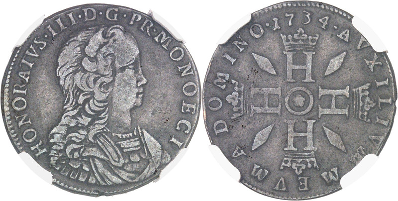 MONACO
Honoré III (1733-1795). Pezzetta ou pièce de 3 sols (axe 3 h) 1734, Monac...