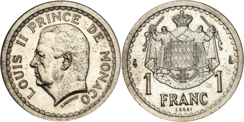 MONACO
Louis II (1922-1949). Essai de 1 franc en argent ND (1943), Paris.
Av. LO...