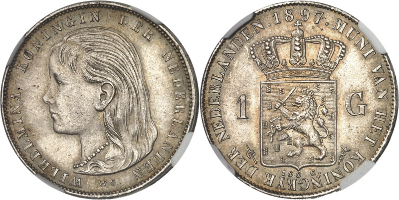 PAYS-BAS - NETHERLANDS
Wilhelmine (1890-1948). 1 florin 1897, Utrecht.
Av. WILHE...