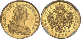 TRANSYLVANIE - TRANSYLVANIA
François Ier de Habsbourg-Lorraine (1745-1765). Ducat 1756 CA, Karlsbourg (Alba Iulia).
Av. FRANC. D. G. R. I. S. - A. GER...