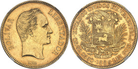 VENEZUELA
Venezuela (République bolivarienne du) (depuis 1811). 100 bolivares 1886, Caracas.
Av. BOLIVAR LIBERTADOR. Tête nue à droite ; au-dessous si...