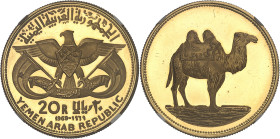 YEMEN
République arabe du Yémen ou Nord-Yémen (1962-1990). 20 riyals, mémorial de Mohammed Mahmud al-Zubairi, Flan bruni (PROOF) 1969.
Av. YEMEN ARAB ...