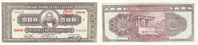 GRÈCE - GREECE
500 drachmes surchargé NEON - Banque nationale de Grèce 1926.

P.86.
Alphabet BM049 - numéro 510185, avec une surcharge NEON et l’année...