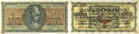 GRÈCE - GREECE
200 000 000 drachmes surchargé avec tampon en rouge et texte en noir - Banque nationale de Grèce 1944.

P.167.
Pas d’alphabet - numéro ...