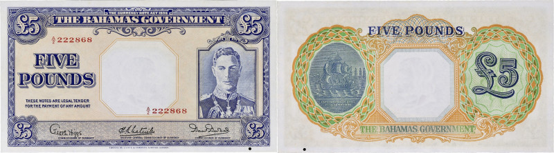 BAHAMAS - BAHAMAS
5 pounds avec buste du roi George VI ND (1936).

P.12b.
Alphab...