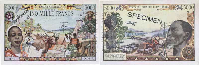 ÉTATS DE L’AFRIQUE ÉQUATORIALE - EQUATORIAL AFRICAN STATES
5000 francs type 1962...