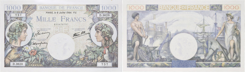 FRANCE
1000 Francs type 1940 “Commerce et Industrie” 6 juillet 1944.

P.96c - F....