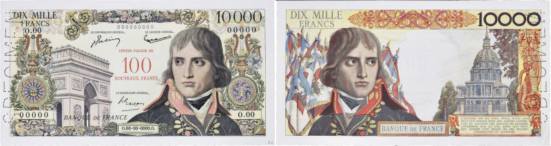 FRANCE
100 nouveaux francs surchargé sur 10000 francs ÉPREUVE type 1955 “Bonapar...