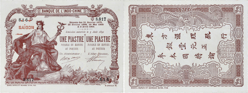INDOCHINE FRANÇAISE - FRENCH INDOCHINA
1 piastre - Saïgon - Banque de l’Indochin...